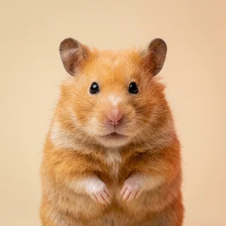 Portrait of Biscuit, a golden Syrian hamster