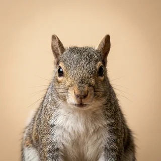 Corporate headshot of Pretzel, an eastern gray squirrel