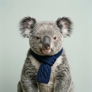 Portrait of Bindi Okafor-Marsh, a koala in a navy scarf