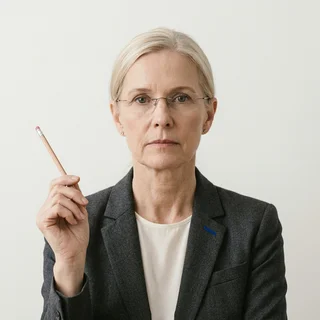 Ines Kowalczyk, holding a pencil