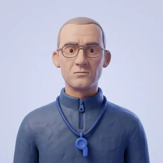Clay portrait of Marcus Feld