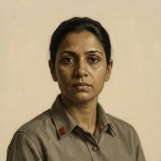 Painted portrait of Priya Ravikumar-Stagg