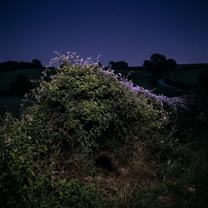 Generated render: hedgerow at dusk with a private entrance