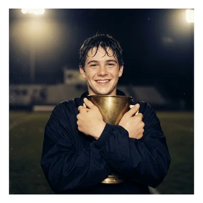 Dale Renfro at his archived peak, holding a trophy on a night field