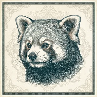 Engraved portrait of the red panda Pemba