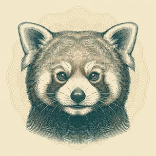 Engraved portrait of the red panda Mei-Lin